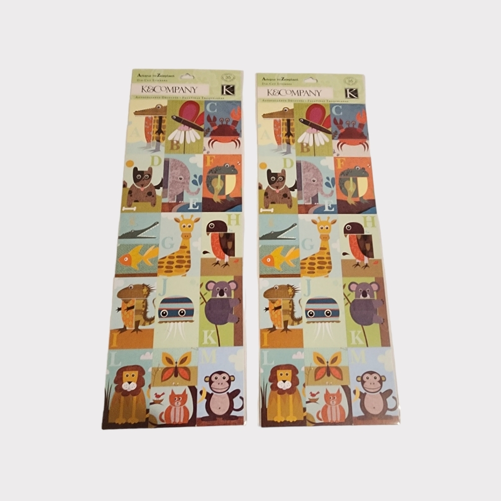 Lot of 2  alphabet stickers with‎ animals